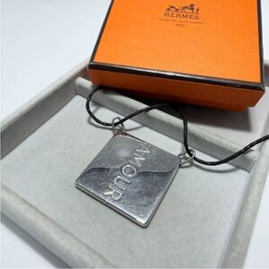 Hermes Silver & Leather AMOUR Matching Necklaces